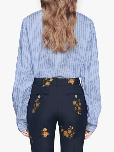 Shop Gucci Cotton Shirt With  Pinstripe In Blue