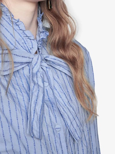 Shop Gucci Cotton Shirt With  Pinstripe In Blue