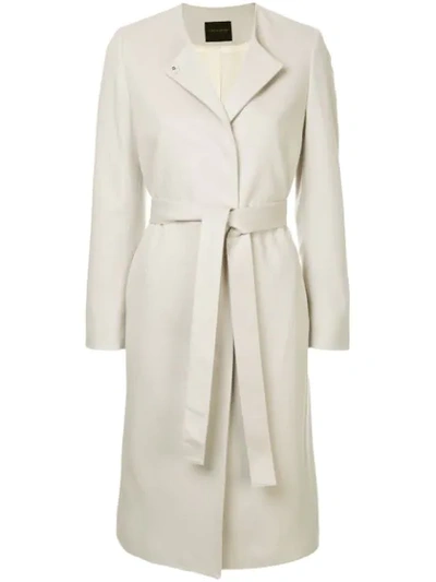 Shop Tomorrowland Belted Single-breasted Coat - Neutrals