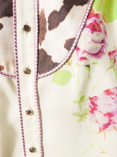 Shop Dsquared2 Floral And Cow Print Bib Shirt In Neutrals