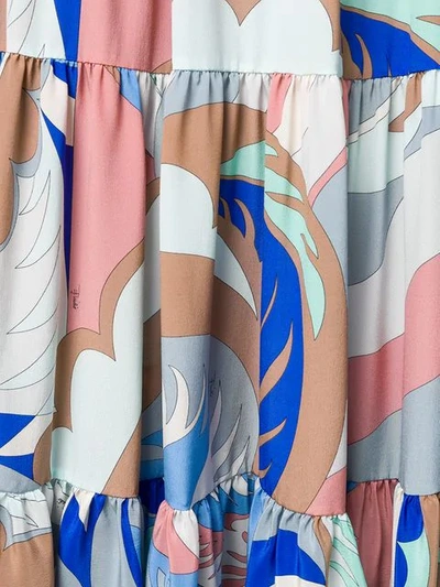 Shop Emilio Pucci Acapulco Print Tiered Maxi Skirt In Blue