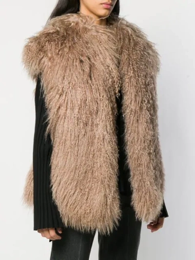 Pre-owned A.n.g.e.l.o. Vintage Cult 1980's Shaggy Fur Gilet In Neutrals