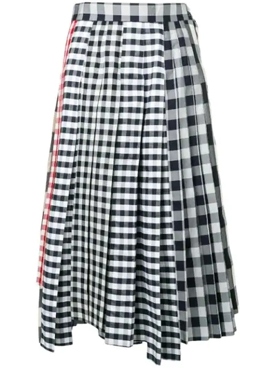 Shop Thom Browne Altered Pleat Midi Skirt In 415 Navy