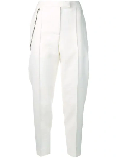 Shop Bottega Veneta Chain Cropped Trousers In White