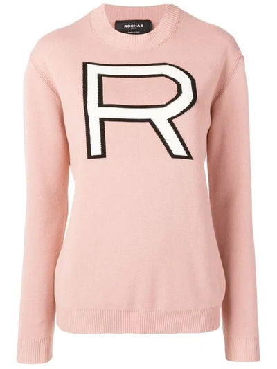 Shop Rochas Knitted Logo Jumper In Pink