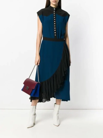 Shop Givenchy Ruffle Trim Wrap Dress In Blue