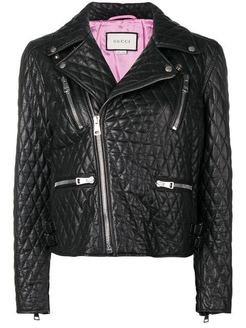 Gucci Quilted Biker Jacket In Black | ModeSens