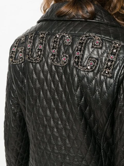 Shop Gucci Quilted Biker Jacket In Black