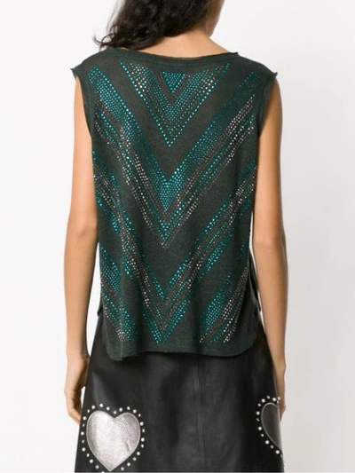 Shop Andrea Bogosian Embellished Blouse In Green