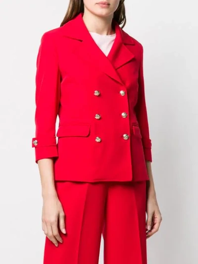 Shop Liu •jo Double Breasted Blazer In Red