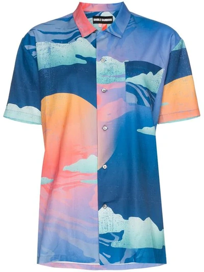 Shop Double Rainbouu Wet Dream Print Cotton Hawaiian Shirt In Blue