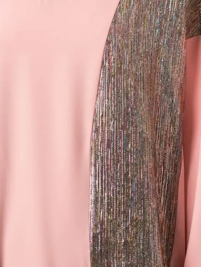 DIMA AYAD 拼接金属感超长款连衣裙 - 粉色