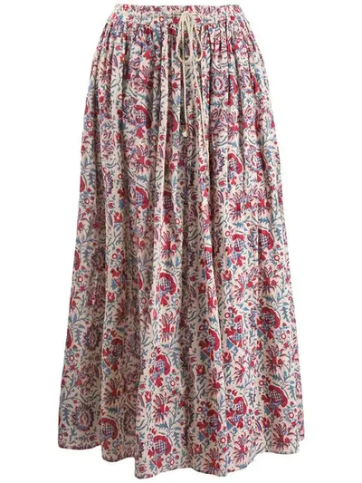Shop Antik Batik Floral Print Skirt - Neutrals