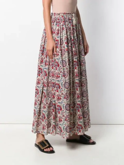 Shop Antik Batik Floral Print Skirt - Neutrals
