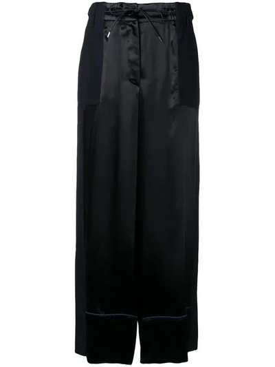 Shop Sacai Contrast Panel Palazzo Trousers In Black
