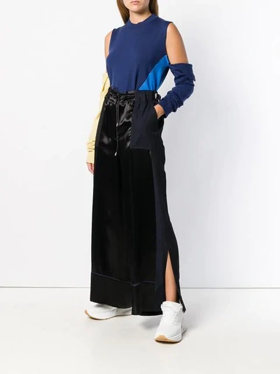 Shop Sacai Contrast Panel Palazzo Trousers In Black