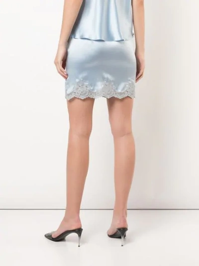 Shop Fleur Du Mal James Lace Slip Skirt In Blue