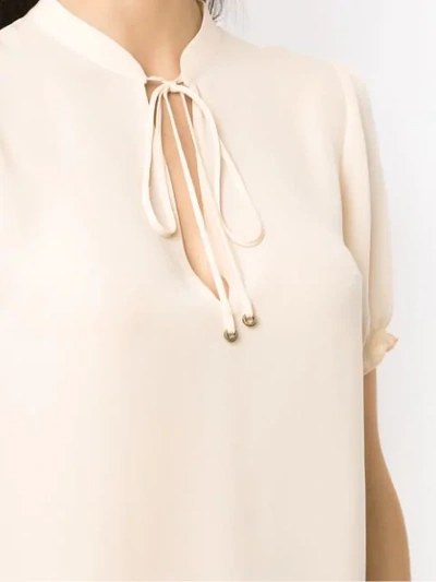 Shop Nk Pussy Bow Silk Blouse In Neutrals