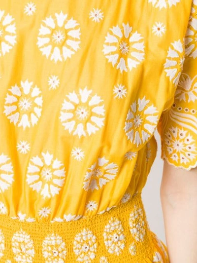 Shop Tory Burch Kleid Mit Gesmokter Taille - Gelb In Yellow