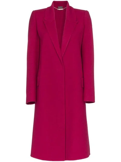 Shop Alexander Mcqueen Single Breasted Cashmere Blend Coat In Pink