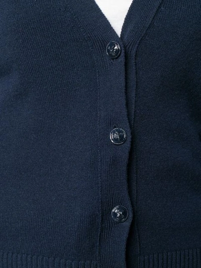 Shop Barrie Embossed Button Cardigan In Blue