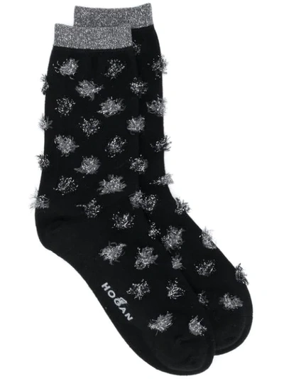 Shop Hogan Sparkle Knit Socks - Black