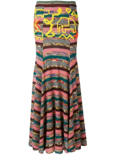 Shop Missoni Long Patchwork Skirt In Pink