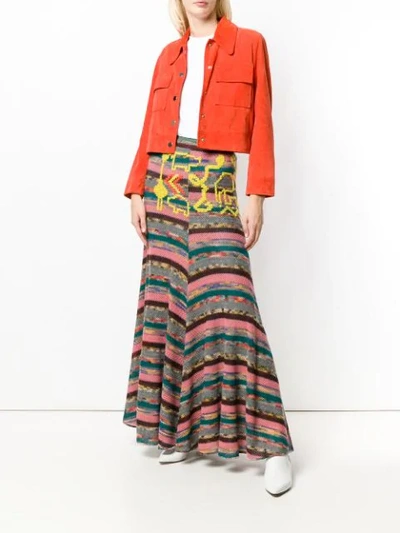 Shop Missoni Long Patchwork Skirt In Pink