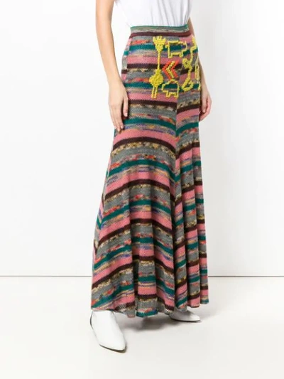 Shop Missoni Long Patchwork Skirt In Pink