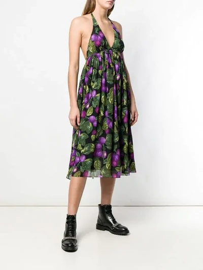 Shop Marc Jacobs Floral Halterneck Midi Dress In Black
