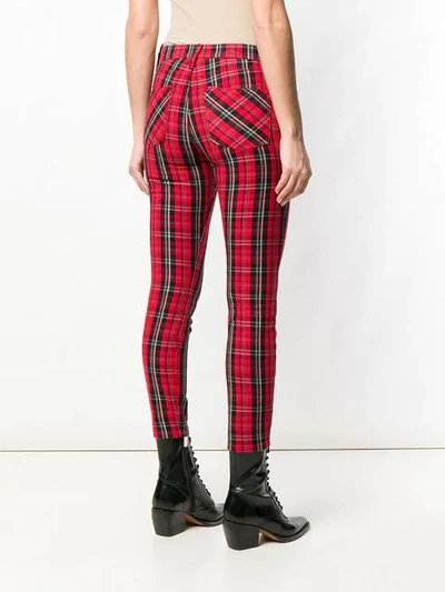 Shop Current Elliott Tartan Skinny Trousers In Red