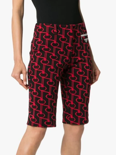 PRADA JACQUARD CYCLING SHORTS - 黑色