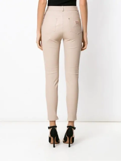 Shop Tufi Duek Leather Skinny Trousers In Neutrals