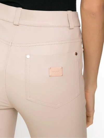 Shop Tufi Duek Leather Skinny Trousers In Neutrals