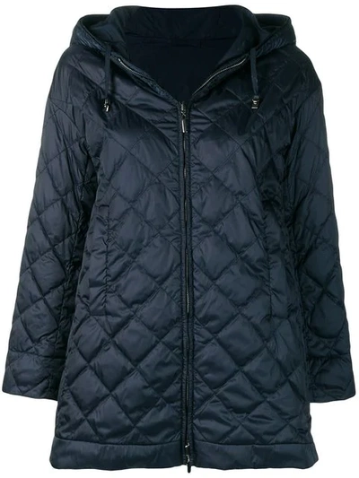 Shop Max Mara Quilted Hooded Jacket - Blue