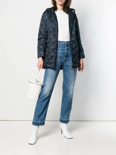Shop Max Mara Quilted Hooded Jacket - Blue