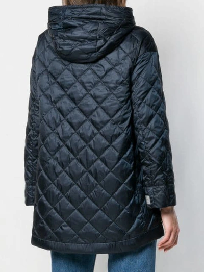 Shop Max Mara Quilted Hooded Jacket - Blue