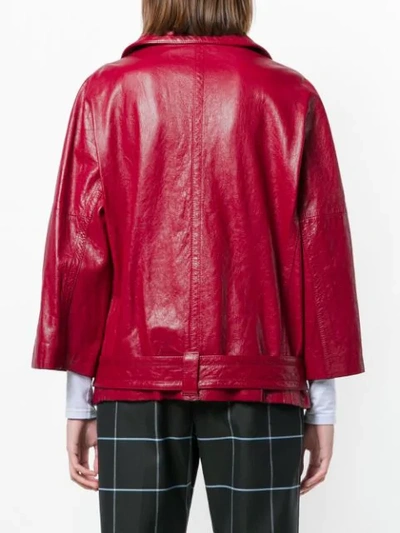 Shop Marni Zipped Biker Jacket In Red