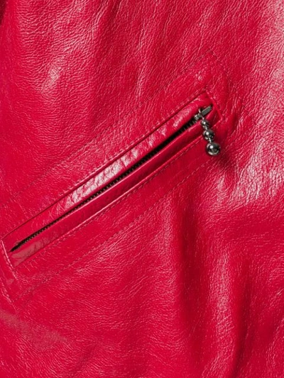 Shop Marni Zipped Biker Jacket In Red