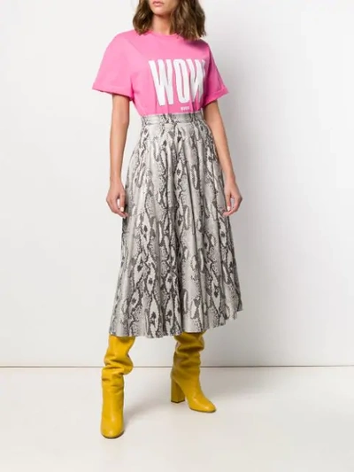 Shop Msgm Snakeskin Print Skirt In Neutrals