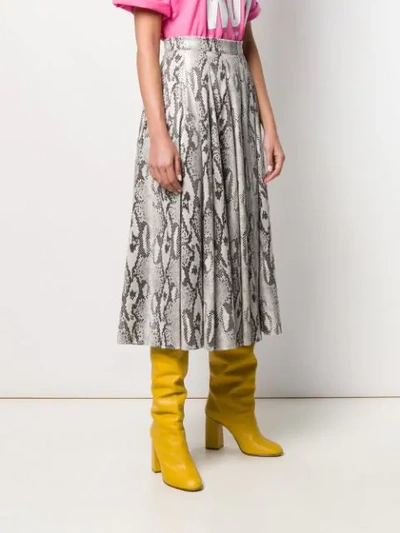 Shop Msgm Snakeskin Print Skirt In Neutrals