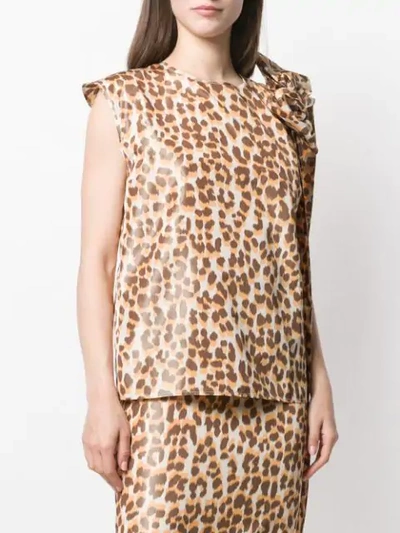 Shop Rochas Bow-detail Leopard-print Top In Neutrals