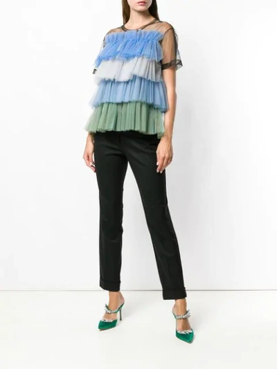 striped layered tulle T-shirt