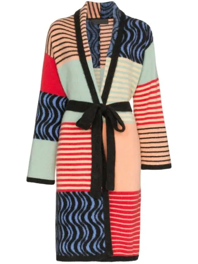 Shop The Elder Statesman Panelled Belted Cashmere Coat In Multicolour