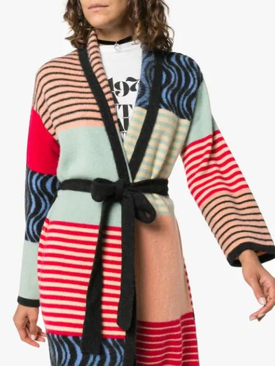 Shop The Elder Statesman Panelled Belted Cashmere Coat In Multicolour