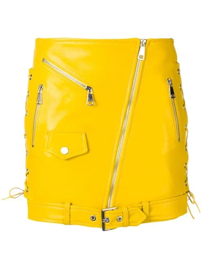Shop Manokhi Zipped Biker Skirt In Yellow