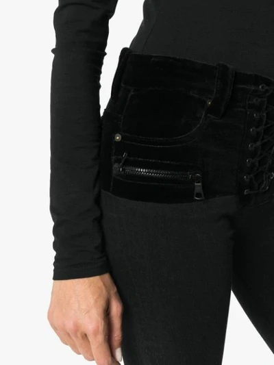 Shop Ben Taverniti Unravel Project Velvet Panel Skinny Jeans In Black