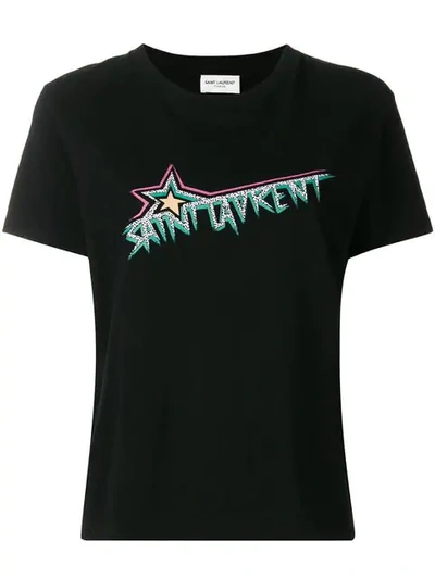 Shop Saint Laurent Star Logo Print T-shirt In Black