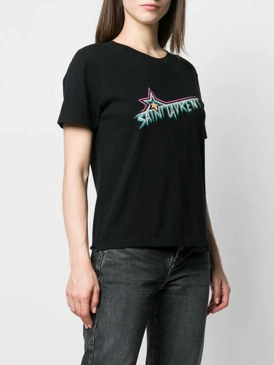 Shop Saint Laurent Star Logo Print T-shirt In Black