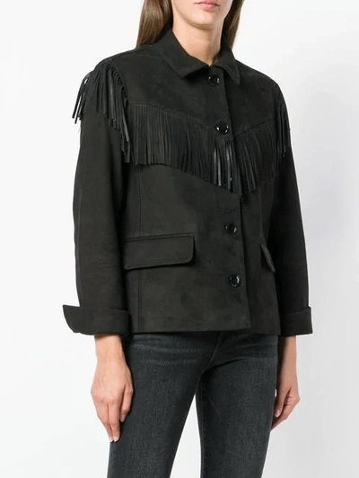 Shop Frame Fringe Button Jacket In Black